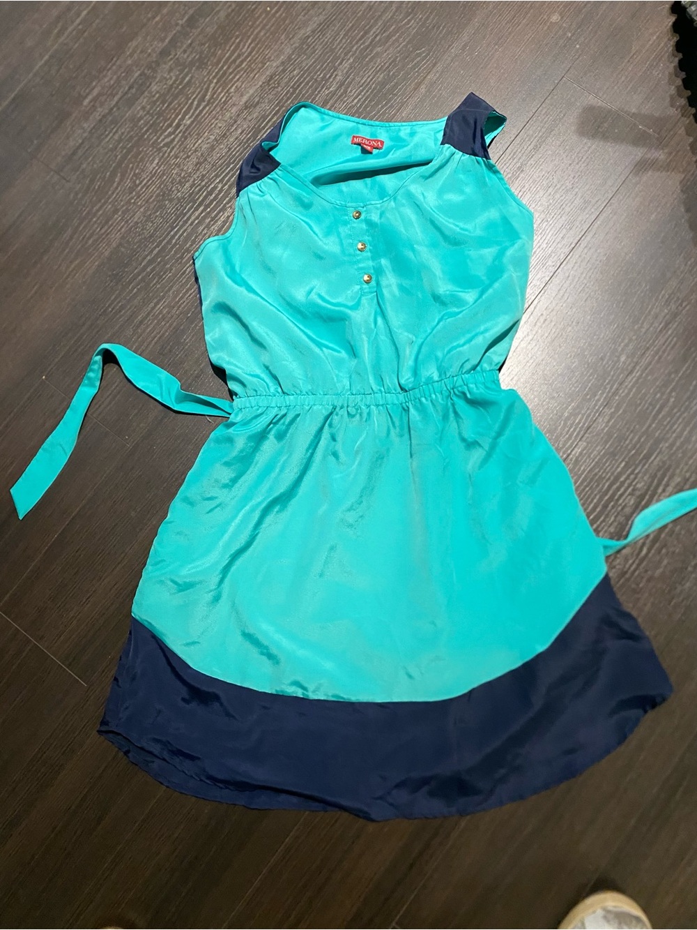 Merona Vintage Medium Green & Blue Casual Dress